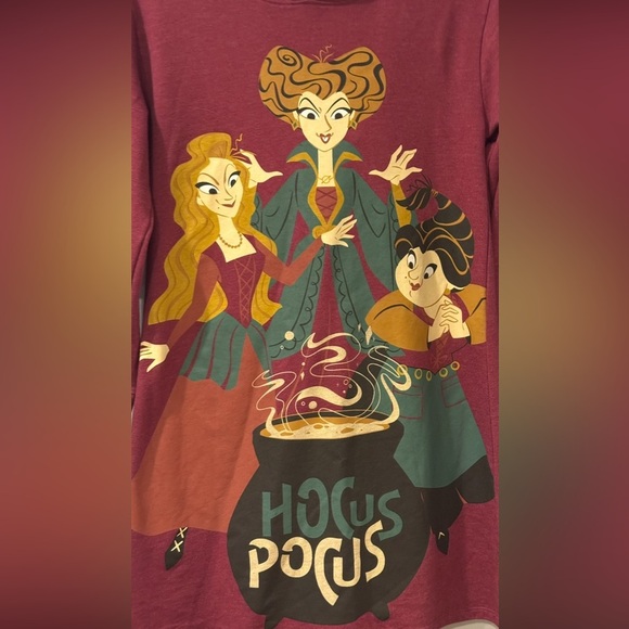 Disney’s Hocus Pocus Girl’s Halloween Long Sleeve Hooded Maroon Dress: L:10/12 - Picture 5 of 7
